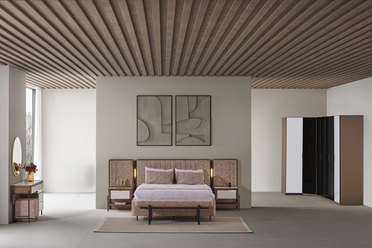 MOKA KİREMİT Köşe Dolaplı Yatak Odası (7 KAPAK) - Görsel 1