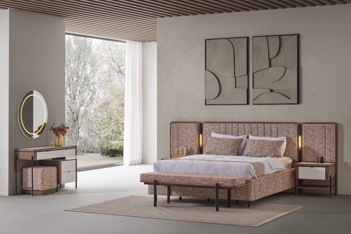 MOKA KİREMİT Köşe Dolaplı Yatak Odası (7 KAPAK) - Görsel 2