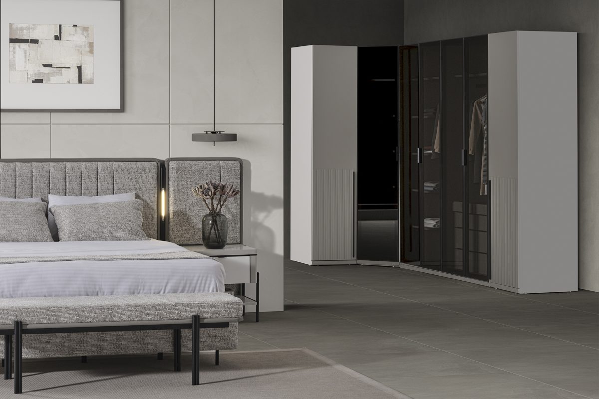 MOKA GRİ Köşe Dolaplı Yatak Odası (7 KAPAK) - Görsel 6