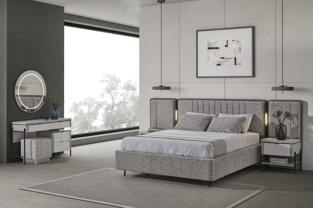 MOKA GRİ Köşe Dolaplı Yatak Odası (7 KAPAK) - Görsel 2